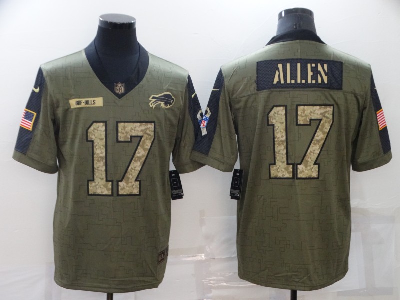 2021 Men Buffalo Bills #17 Allen Nike Olive Salute To Service Limited NFL jersey
